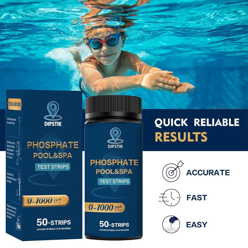 DIPSTIK Phosphate Test Kit for Pool,50 Strips Phosphate Test Strip Quick and Accurate Swimming Hot Tub and Spa Water Testing - Image 3